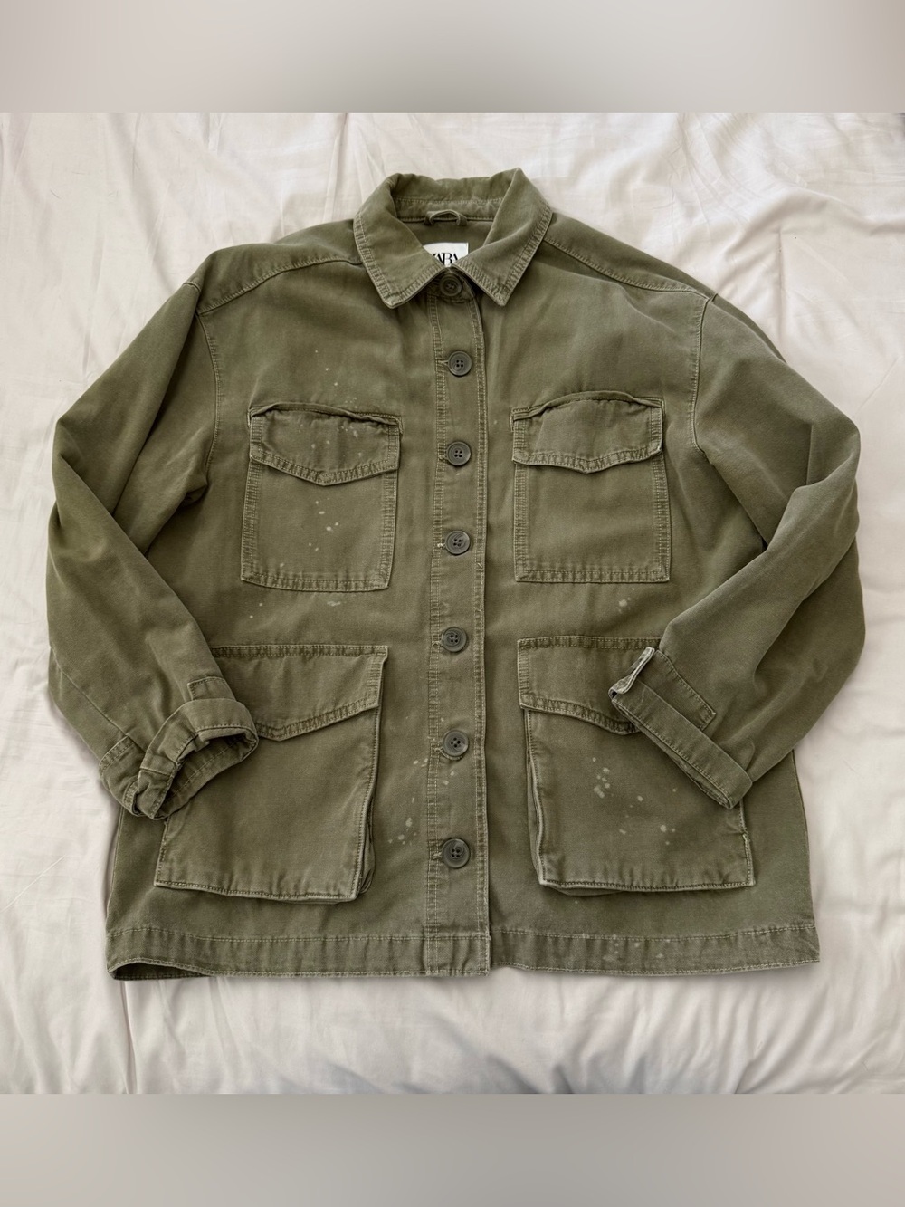 Zara Olive Green Utility Jacket size M